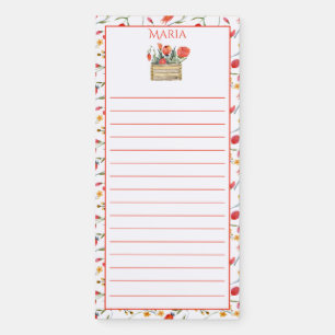 Orange, Peach, Yellow Floral Monogram Magnetic Notepad