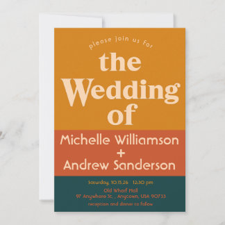 Orange Peacock Modern Retro 5x7 Invitation