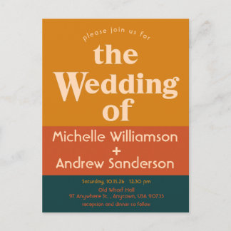 Orange Peacock Modern Retro  Invitation Postcard