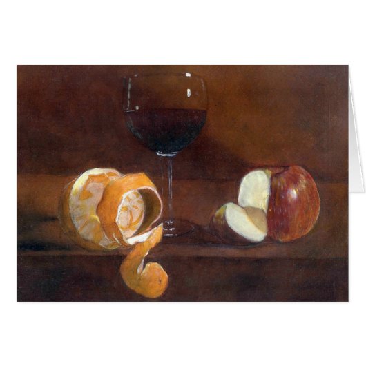 Orange Peel, Apple and a Glass of Red Wine (Front Horizontal)