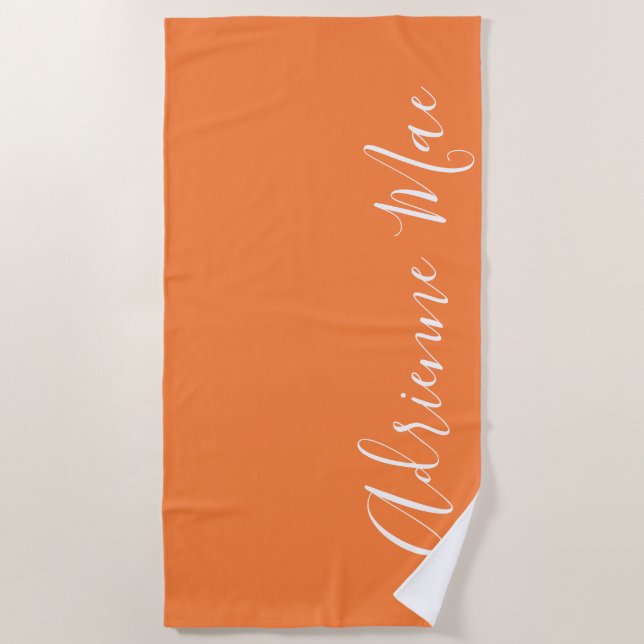 Orange Peel Simply Personalized Beach Towel (Front)