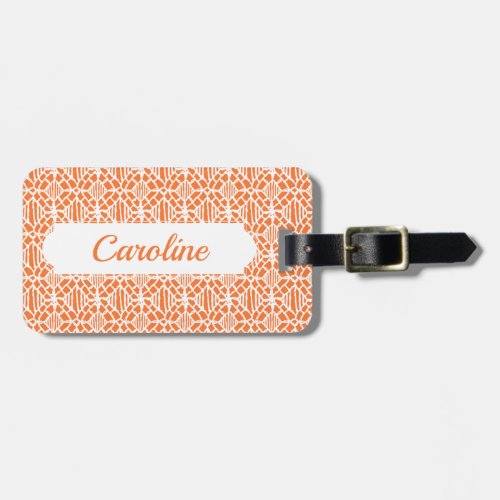 Orange Peel With White Crochet Lace Pattern Luggage Tag