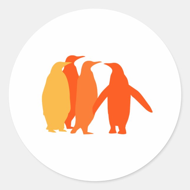 Orange Penguins Classic Round Sticker (Front)