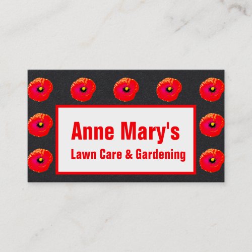 Orange Peony Floral Garden Lawn Care Classy Black Business Card