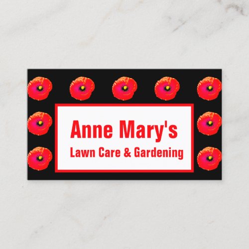 Orange Peony Floral Garden Lawn Care Classy Pretty Business Card