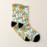Orange Peony & Rose Floral Wedding Socks<br><div class="desc">Beautiful Orange peony & rose floral wedding invitations with abundant greenery.  Perfect for a floral theme or traditional white wedding in the Spring or Summer.  Customize the color and text to make this wedding invite your own!</div>