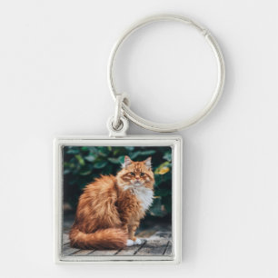 Orange Persian Cat Keychain