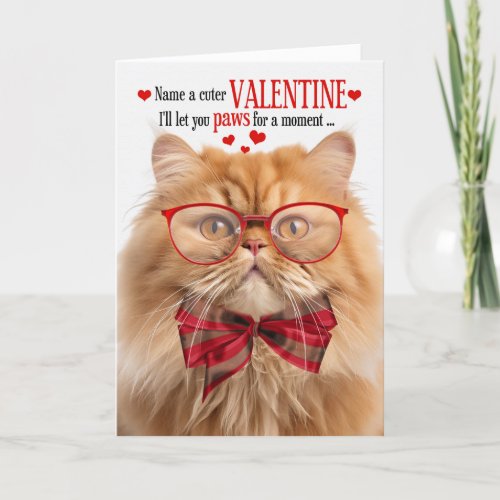 Orange Persian Cat Lover Valentine Feline Humor Holiday Card