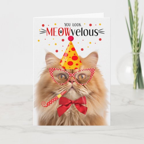 Orange Persian Cat MEOWvelous Birthday Card