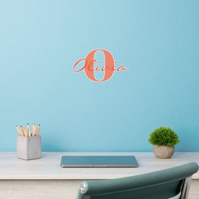 Orange Personalized Calligraphy Name Wall Decal (Home Office 2)