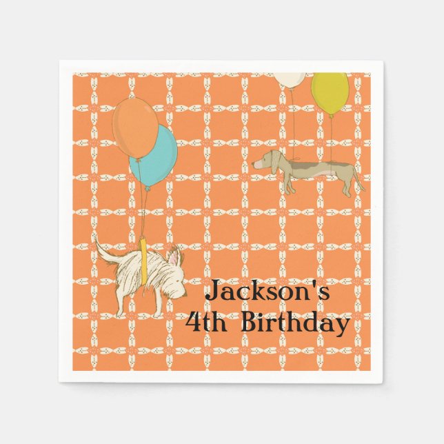 Orange Personalized Children's Party Napkins (Front)