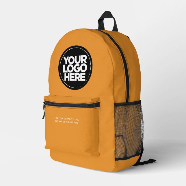 Orange | Personalized Corporate Logo and Text Printed Backpack (Back Corner Right)