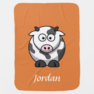 Orange Personalized Cow Blanket