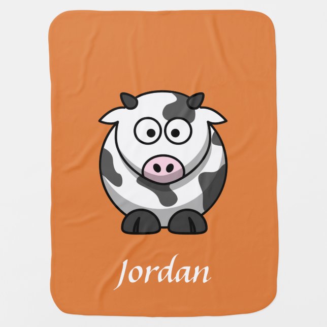 Orange Personalized Cow Blanket (Front)