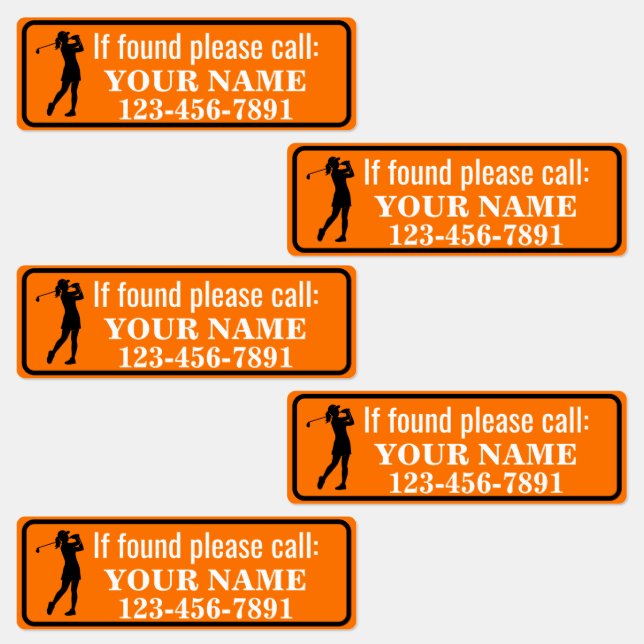 Orange Personalized Golf Club Labels (Group)