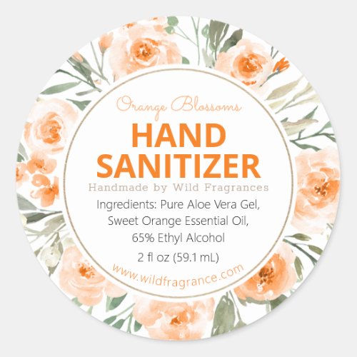 Orange Personalized Hand Sanitizer Soap Label