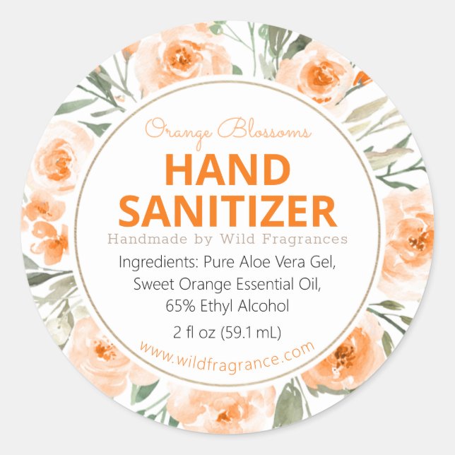 Orange Personalized Hand Sanitizer Soap Label (Front)