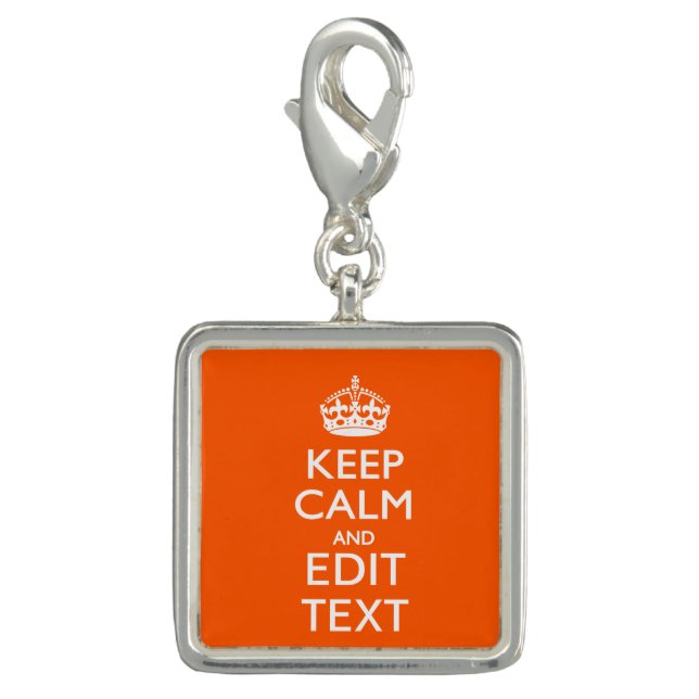 Orange Personalized KEEP CALM Your Text Charm (Front)