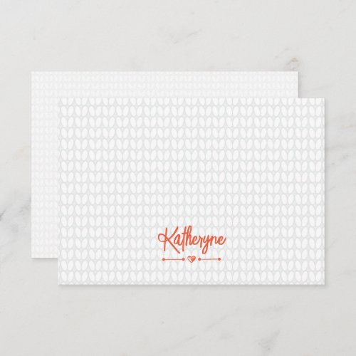 Orange Personalized Knit Stitch Note Card