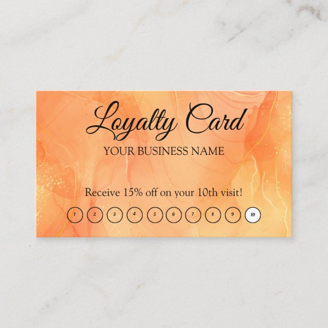 Orange Personalized Loyalty QR Code Business Card (Front)