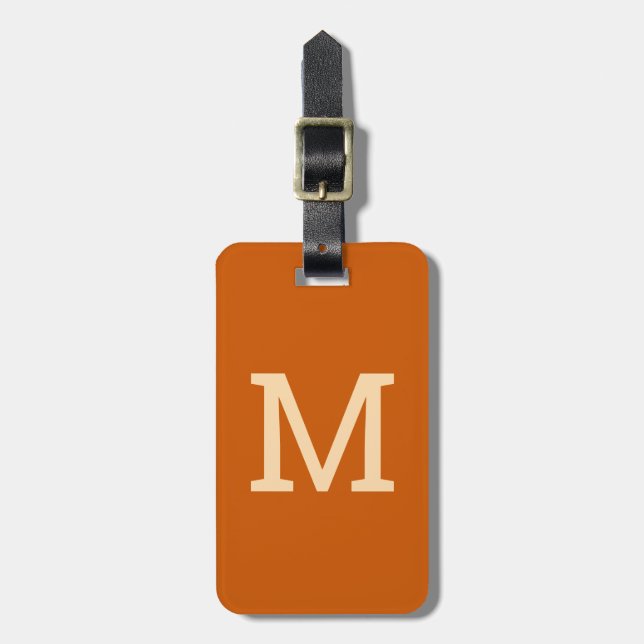 Orange Personalized Monogram Initial Luggage Tag (Front Vertical)