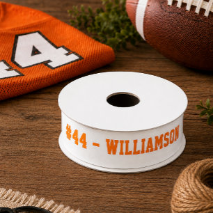 Orange Personalized Name and Number Homecoming Satin Ribbon