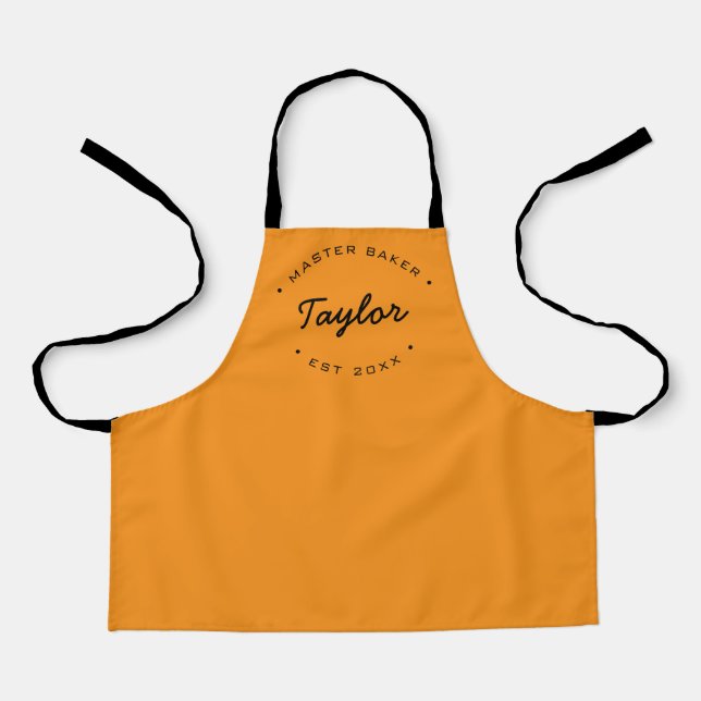 Orange Personalized Name Year Master Baker Apron (Front)