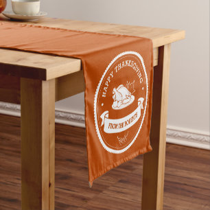 Orange Personalized Thanksgiving Short Table Runner