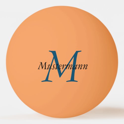 Orange personalized with monogram ping pong ball