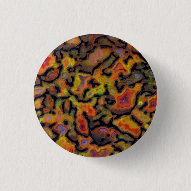 Orange Petrified Dinosaur Bone Button (Front)