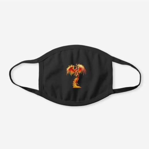 Orange Phoenix Rises From The Fiery Ashes Fantasy Black Cotton Face Mask