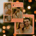 Orange Photo Engagement Collage Christmas Holiday Ceramic Ornament<br><div class="desc">Celebrate your love story with this warm-toned ceramic ornament,  featuring a collage of your favorite engagement photos against a romantic Verona sunset palette. A heartfelt keepsake for your first holiday season as an engaged couple.</div>