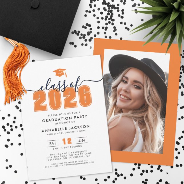 Orange Photo Graduation Party Invitation (Orange Photo Graduation Party Invitation )