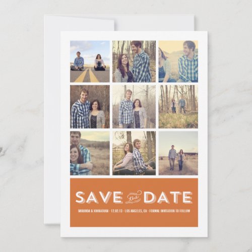Orange Photo Grid Save The Date Announcements