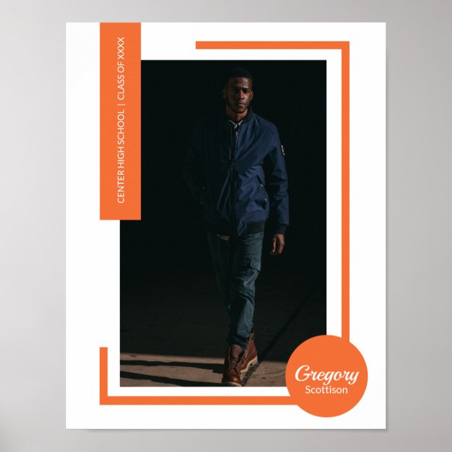 Orange Photo Modern Graduation Poster (Front)