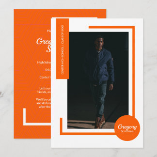 Orange Photo Modern Photo Graduation Invite