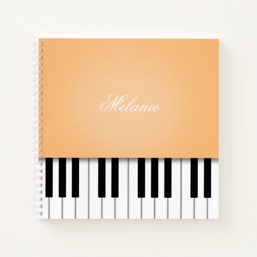 Orange Piano Music Keyboard Personalized Notebook