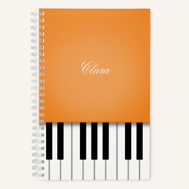 Orange Piano Music Keyboard Personalized Notebook (Front)
