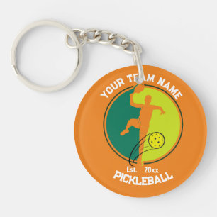 Orange Pickleball Club Team Player Pickler Custom Keychain