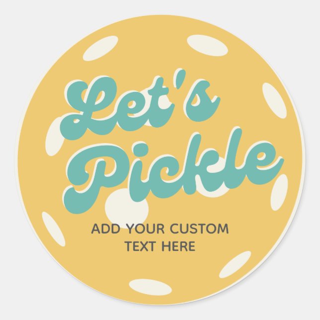 Orange Pickleball Let's Pickle Personalized Text Classic Round Sticker (Front)