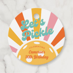 Orange Pickleball Let's Pickle Personalized Text Favor Tags