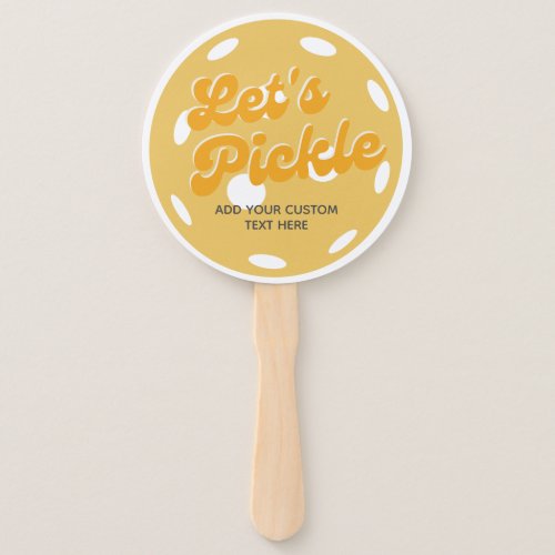 Orange Pickleball Lets Pickle Personalized Text Hand Fan