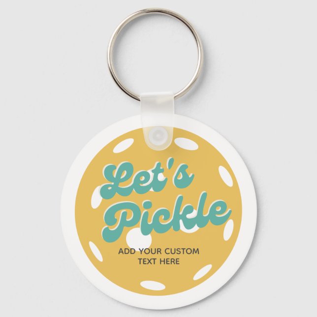 Orange Pickleball Let's Pickle Personalized Text Keychain (Front)