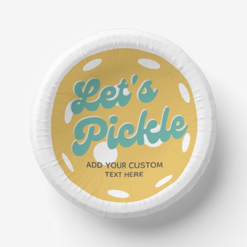 Orange Pickleball Lets Pickle Personalized Text Paper Bowls