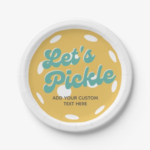 Orange Pickleball Lets Pickle Personalized Text Paper Plates