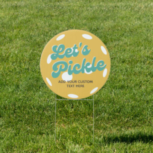 Orange Pickleball Let's Pickle Personalized Text Sign
