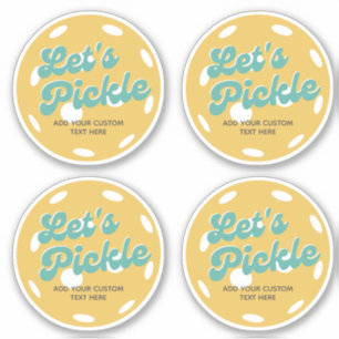 Orange Pickleball Let's Pickle Personalized Text Sticker