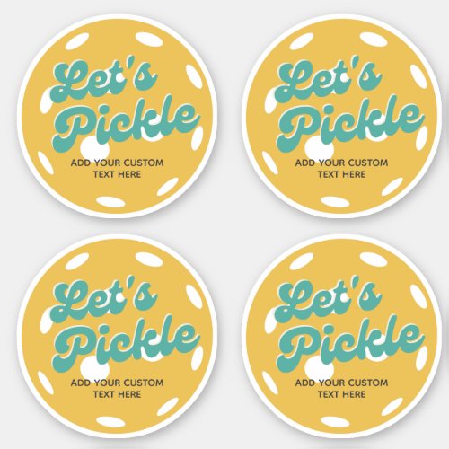 Orange Pickleball Lets Pickle Personalized Text Sticker