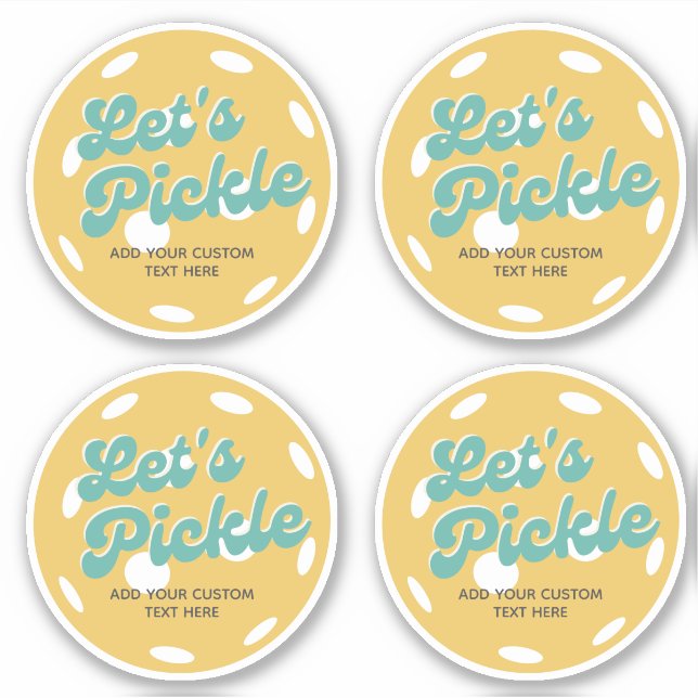 Orange Pickleball Let's Pickle Personalized Text Sticker (Front)