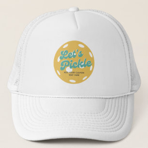 Orange Pickleball Let's Pickle Personalized Text Trucker Hat